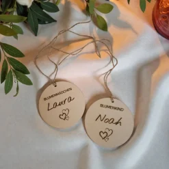 Blumenmädchenkorb personalisiert, Kinderkorb, Blumenkorb, Korb mit Anhänger, Hochzeitskorb