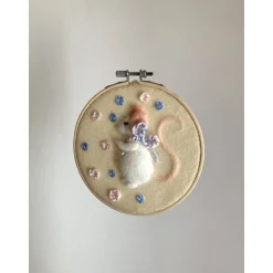 Blumenmäuschen, befilzter Stickrahmen, Filzbild, Kinderzimmerdekoration, Babyzimmer, gefilztes Mäuschen