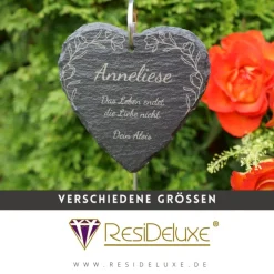 Blumenranke Schieferstecker Andenken Schiefer Trauergeschenk Grabschmuck Grabstecker Gravur Grabdeko Beerdigung