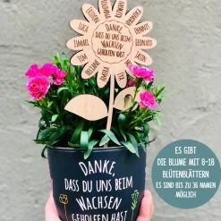 Blumenschild Danke, dass du MIR / UNS beim Wachsen geholfen hast - Abschiedsgeschenk Lehrer/in - Erzieher/in