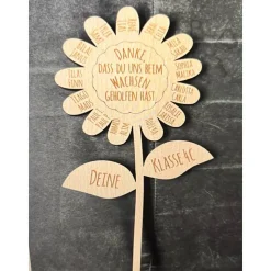 Blumenschild Danke, dass du MIR / UNS beim Wachsen geholfen hast - Abschiedsgeschenk Lehrer/in - Erzieher/in