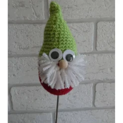 Blumenstecker / Pflanzenstecker Wichtel mit Kulleraugen - rot/grün