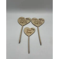 Blumenstecker aus Holz personalisiert – Abschiedsgeschenk für Erzieherin, Kindergarten & Schule