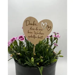 Blumenstecker aus Holz personalisiert – Abschiedsgeschenk für Erzieherin, Kindergarten & Schule