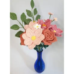 Blumenstrauß gehäkelt | Hochzeitsstrauß Rosa | Geburtstag Geschenkidee Hochzeitstag