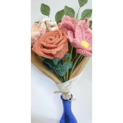 Blumenstrauß gehäkelt | Hochzeitsstrauß Rosa | Geburtstag Geschenkidee Hochzeitstag