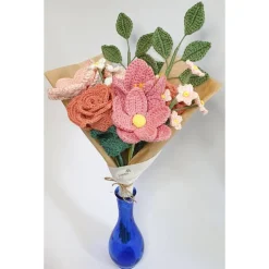 Blumenstrauß gehäkelt | Hochzeitsstrauß Rosa | Geburtstag Geschenkidee Hochzeitstag