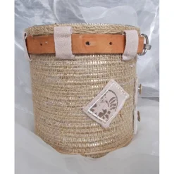 Blumentopf Übertopf Tischeimer Geldgeschenk  GARGO beige Jeans + echt Leder + Jute