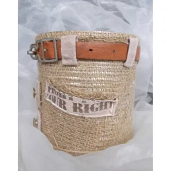 Blumentopf Übertopf Tischeimer Geldgeschenk  GARGO beige Jeans + echt Leder + Jute