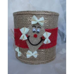 Blumentopf Übertopf Tischeimer Geldgeschenk  Happy Dragon Klemmdrache Jute rot beige