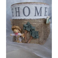 Blumentopf Übertopf Tischeimer Geldgeschenk  Happy Scarecrow HOME Jute beige