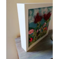 Blumenwiese gefilzt im Bilderrahmen