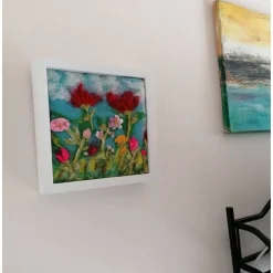 Blumenwiese gefilzt im Bilderrahmen