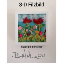 Blumenwiese gefilzt im Bilderrahmen