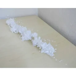 Blumenzweige ganz in Weiß mit Perlen – Hochzeitsdeko & Tischdeko, 37 cm, 2 Stück