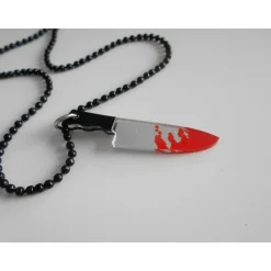 Blutiges Messer Statement Halskette Halloween – Acryl Anhänger in 3 Größen
