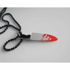 Blutiges Messer Statement Halskette Halloween – Acryl Anhänger in 3 Größen