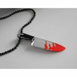 Blutiges Messer Statement Halskette Halloween – Acryl Anhänger in 3 Größen