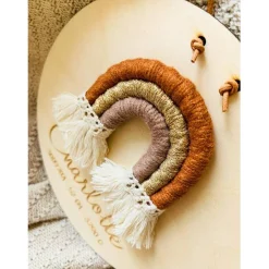 Boho Regenbogen Namensschild/Türschild auf Wunsch mit Geburtsdaten