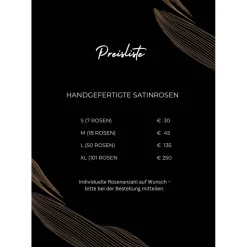 Bouquet mit 50 handgefertigten Satinrosen