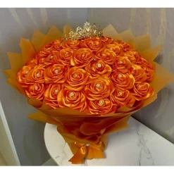 Bouquet mit 50 handgefertigten Satinrosen