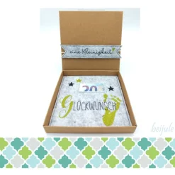 Box für Gutschein oder Geld zur Geburt, Farben individualisierbar