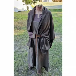 Braunes Unterkleid Leinen used look mit Borte, Wikinger, Cosplay, LARP, SCA, Toraxacum