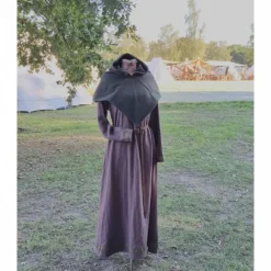 Braunes Unterkleid Leinen used look mit Borte, Wikinger, Cosplay, LARP, SCA, Toraxacum
