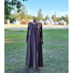Braunes Unterkleid Leinen used look mit Borte, Wikinger, Cosplay, LARP, SCA, Toraxacum