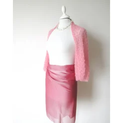 Braut Bolero rosa aus Kid-Mohair, zarter Shrug für Hochzeit,  Ärmelbolero gestrickt