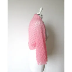 Braut Bolero rosa aus Kid-Mohair, zarter Shrug für Hochzeit,  Ärmelbolero gestrickt