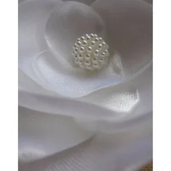 Braut Haarklammer Kopfschmuck Satin Stoffblume weiß Spitze Perle Federn 
