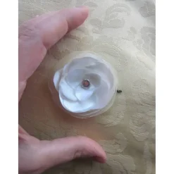 Braut Kopfschmuck Haarblume weiß Haarklammer Organza Strass "Fleur Blanche" festlich romantisch