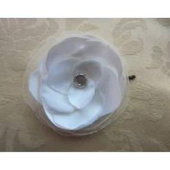 Braut Kopfschmuck Haarblume weiß Haarklammer Organza Strass 