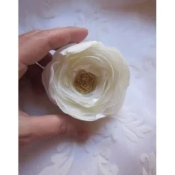 Braut Kopfschmuck Stoffblume Brosche Klammer Haarklammer Satin Hochzeit Creme "Reve d`Or"