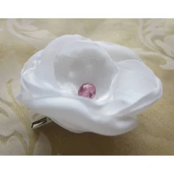 Braut Kopfschmuck weiß Stoffblume Haarklammer rosa Perle 