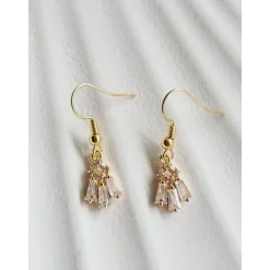 Braut Ohrringe, Hochzeitschmuck Gold mit Zirkonia,Vergoldete Ohrstecker