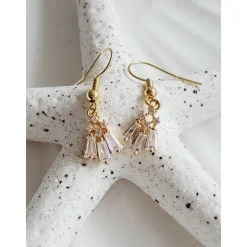 Braut Ohrringe, Hochzeitschmuck Gold mit Zirkonia,Vergoldete Ohrstecker