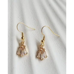 Braut Ohrringe, Hochzeitschmuck Gold mit Zirkonia,Vergoldete Ohrstecker