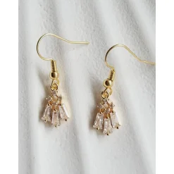 Braut Ohrringe, Hochzeitschmuck Gold mit Zirkonia,Vergoldete Ohrstecker