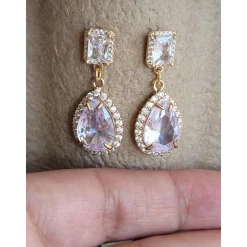 Braut Ohrringe,Hochzeitschmuck Gold mit Zirkonia,Vergoldete Ohrstecker, Geschenk für Brautjungfer, Braut Schmuck, Mutter