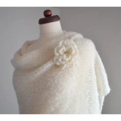 Braut Stola, Hochzeit,Sahne creme, Tuch, Alpaka,Seide! Schal, gestrickt!