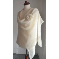 Braut Stola, Hochzeit,Sahne creme, Tuch, Alpaka,Seide! Schal, gestrickt!