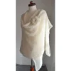 Braut Stola, Tuch, Umhang, Bolero, Schal, Hochzeit, Alpaka Seide! creme, Häkelblume, Brosche!