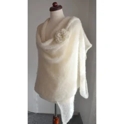 Braut Stola,Hochzeit,Sahne creme,Tuch,Alpaka,Seide! Schal, gestrickt!