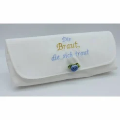 Brautclutch aus Batist, bestickt Brauttasche - ein hessmade-Unikat