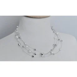 Brautkette, echte Perlen zur Hochzeit, Kristall und Silber , Perlen mit Glitzer