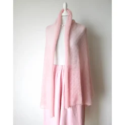 Brautschal aus Kid-Mohair in rosa, Hochzeitsstola gestrickt, Sommerschal Damen, Geschenk Frauen