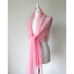 Brautschal rosa, gestrickte Hochzeitstola, Braustola, Lace Stola, Mohairstola, Umschlagtuch, Sommer Stola