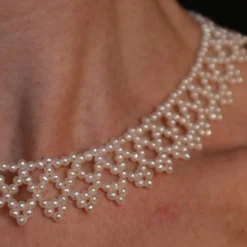 Brautschmuck,  feines Süßwasserperlencollier